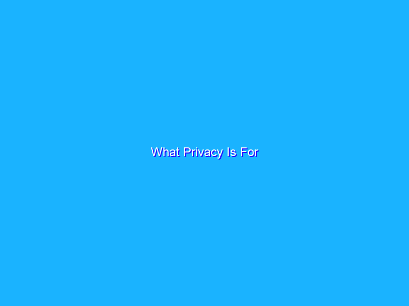What Privacy Is For