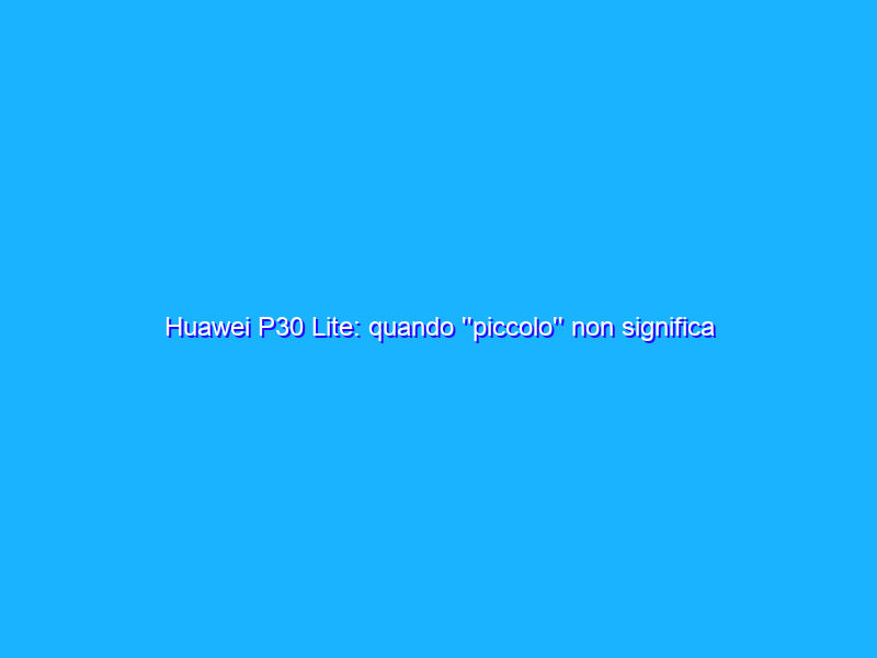Huawei P30 Lite: quando ''piccolo'' non significa inferiore. La recensione