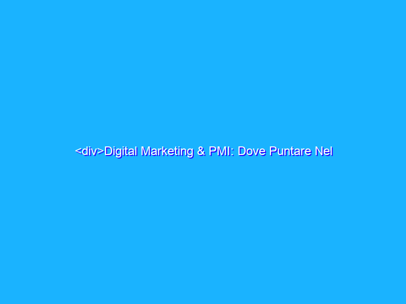 <div>Digital Marketing & PMI: Dove Puntare Nel 2021</div>
