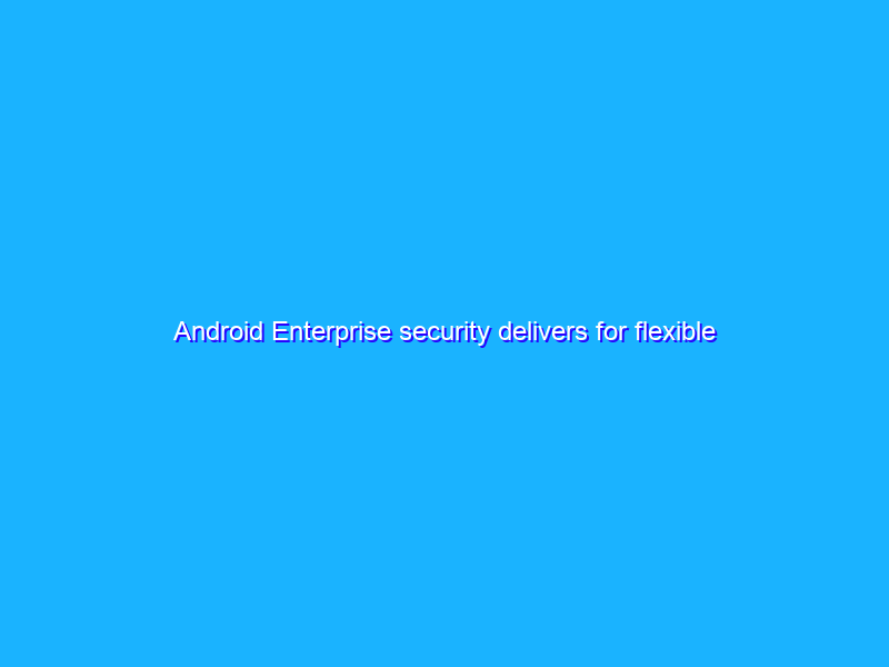 Android Enterprise security delivers for flexible work