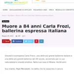 “Muore a 84 anni Carla Frozi, ballerina espressa italiana”: un perfetto esempio di sham news “Muore a 84 anni Carla Frozi, ballerina espressa italiana”: un perfetto esempio di sham news