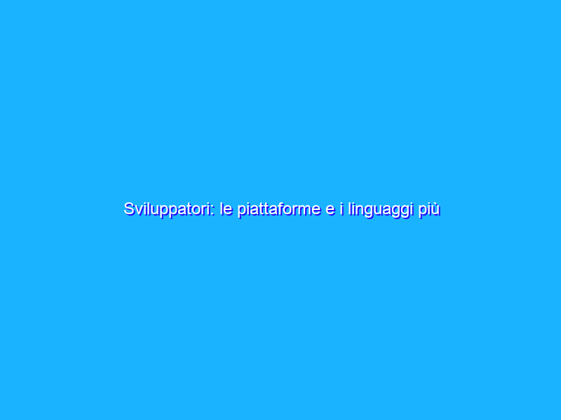 Sviluppatori: le piattaforme e i linguaggi più utilizzati