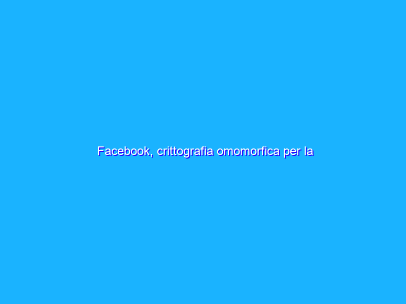 Facebook, crittografia omomorfica per la pubblicità mirata