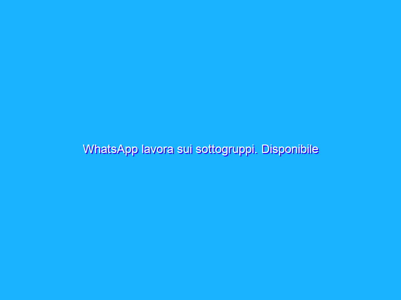 WhatsApp lavora sui sottogruppi. Disponibile supporto multi-device