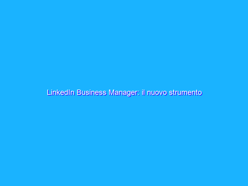 LinkedIn Business Manager: il nuovo strumento gratuito per B2B