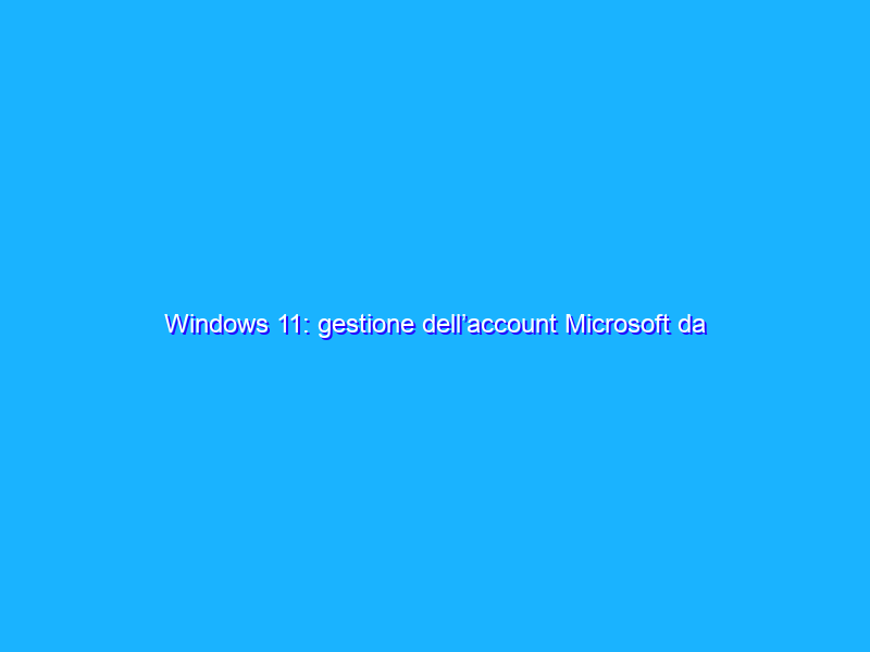 Windows 11: gestione dell’account Microsoft da Impostazioni