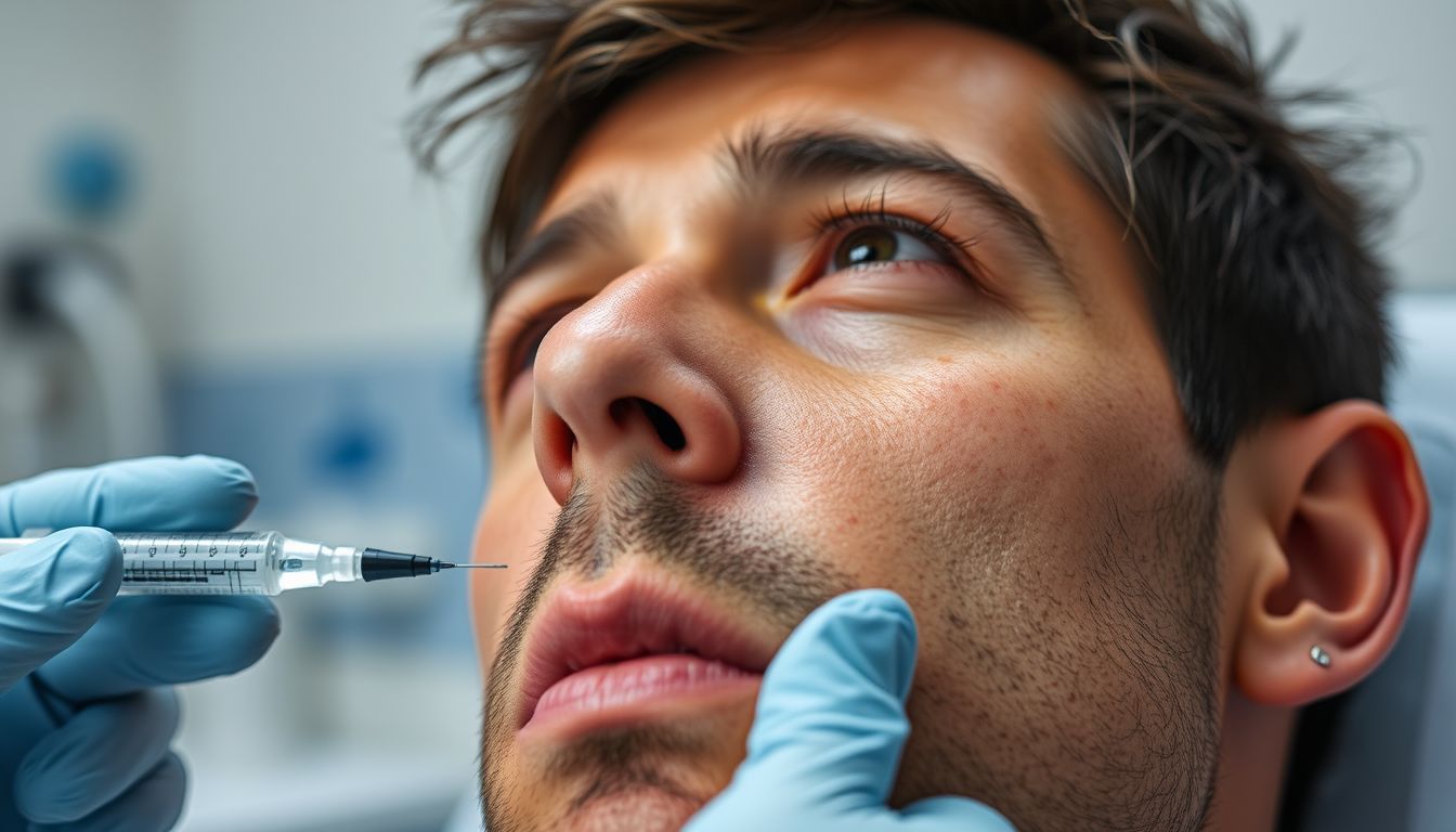 Costantino Vitagliano si mostra mentre riceve la puntura per la sua malattia autoimmune