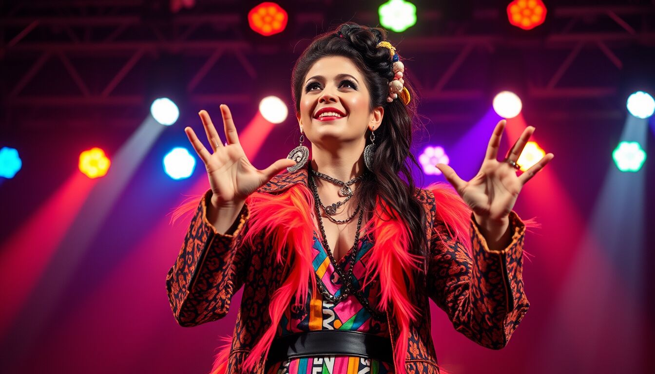 Naike Rivelli imita Elodie in concerto mostrando uno stile unico e originale sul palco