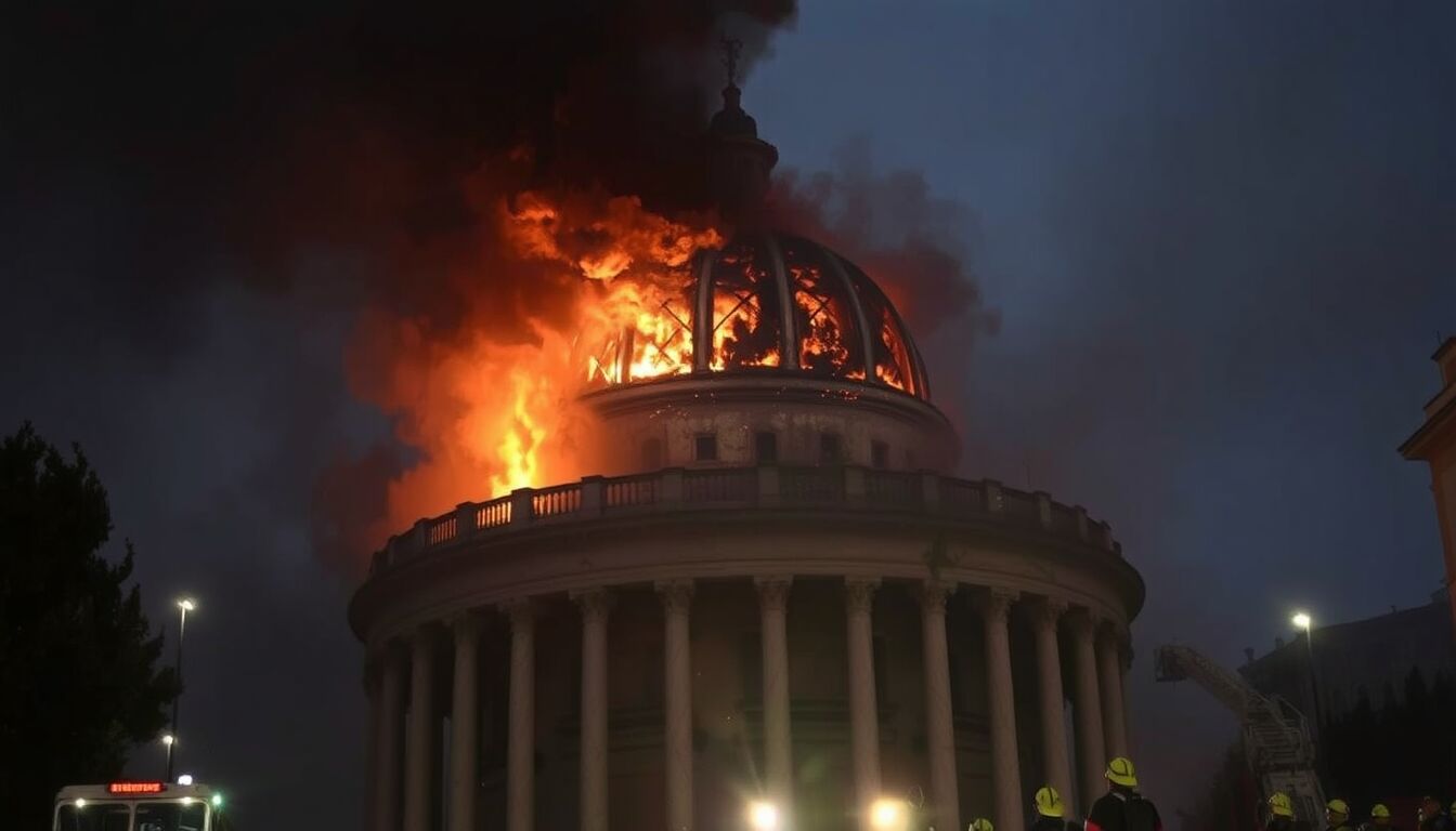 Napoli, incendio devasta cupola del Teatro Sannazaro in via Chiaia
