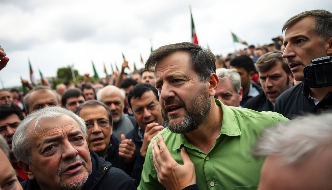 Salvini tra i militanti alla cerimonia di Bossi, consenso freddo e malumori nella base