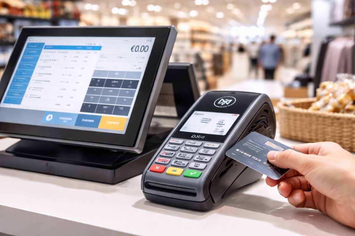 erminale Pos e registratore di cassa touch in fase di sincronizzazione obbligatoria per lo switch digitale del 20 aprile 2026.