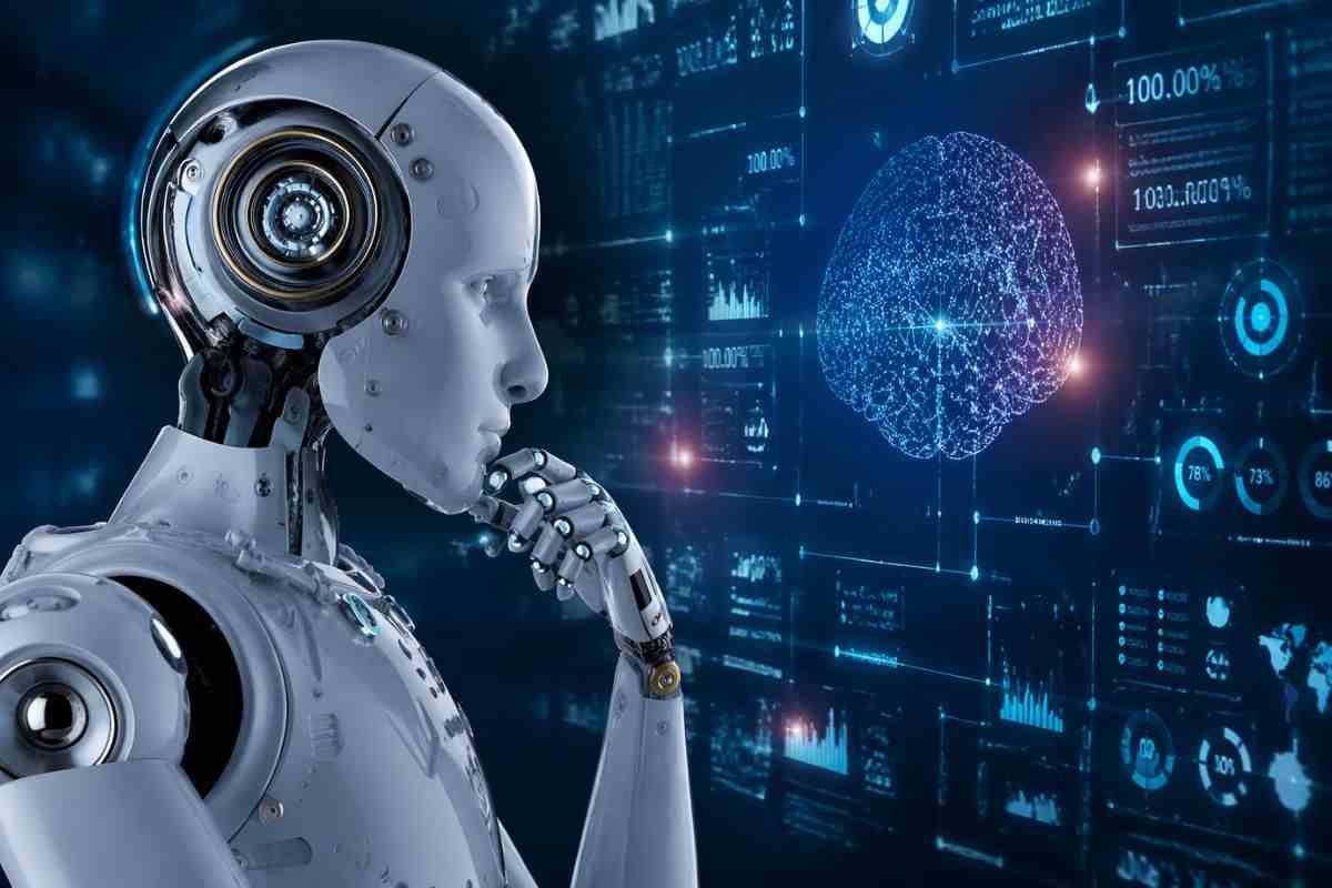 Illustrazione concettuale dei rischi della terapia CBT AI: un robot psicologo compiacente asseconda un paziente confuso