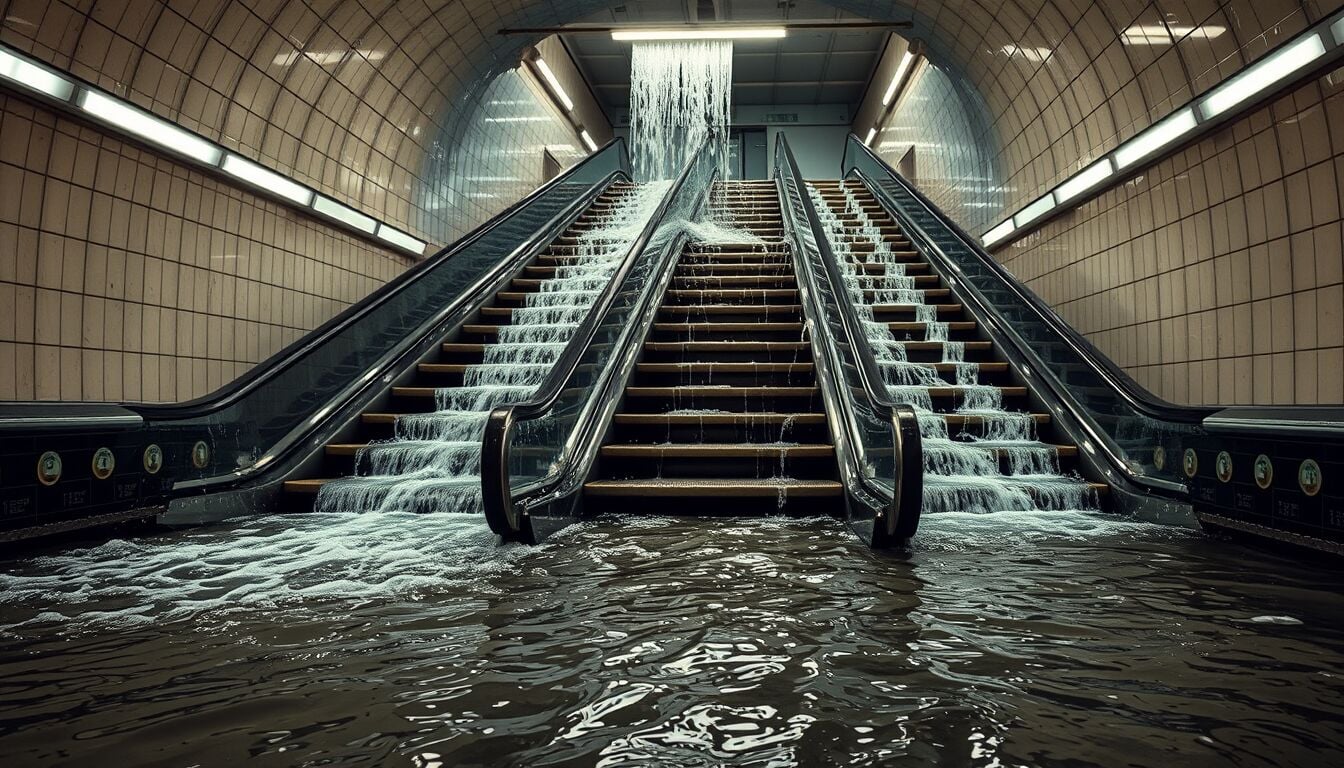 Roma Termini metro A allagata, scale trasformate in cascata paralizzano il traffico dei passeggeri