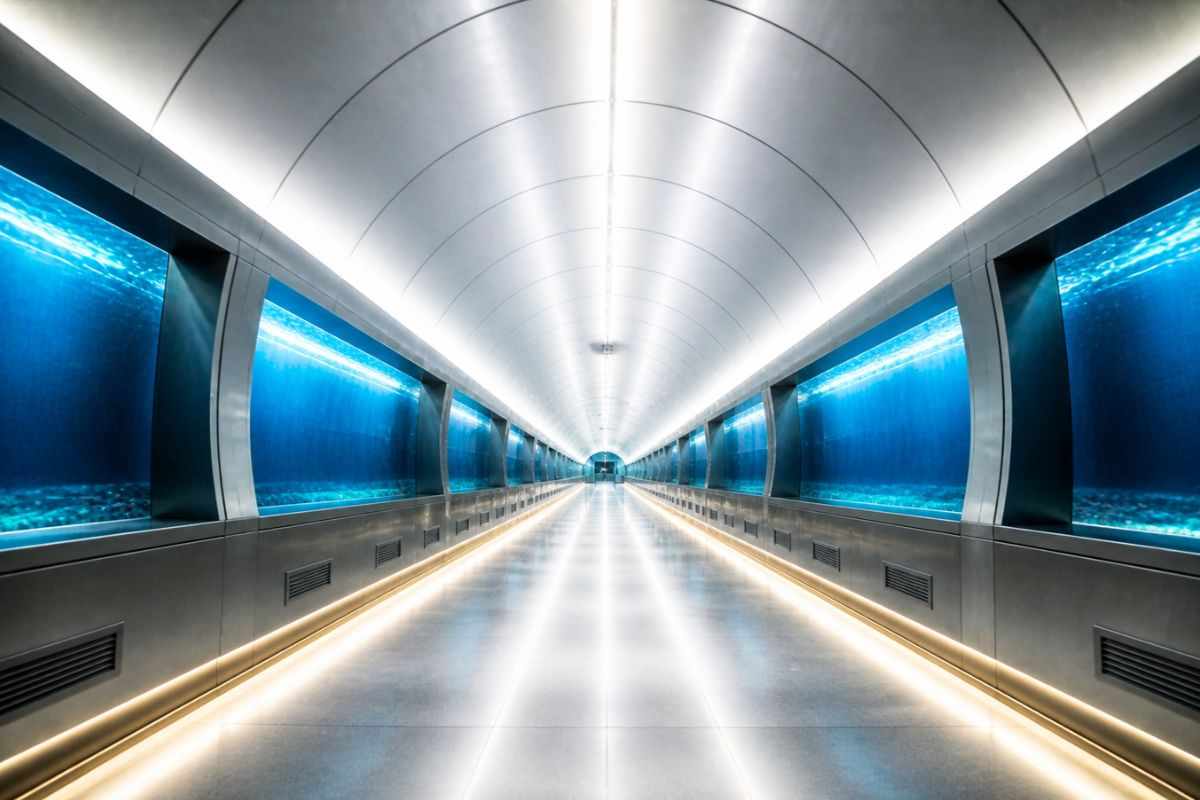 Rendering del progetto del tunnel sottomarino di Genova, la più grande infrastruttura sotterranea d'Europa con tecnologie di scavo avanzate.