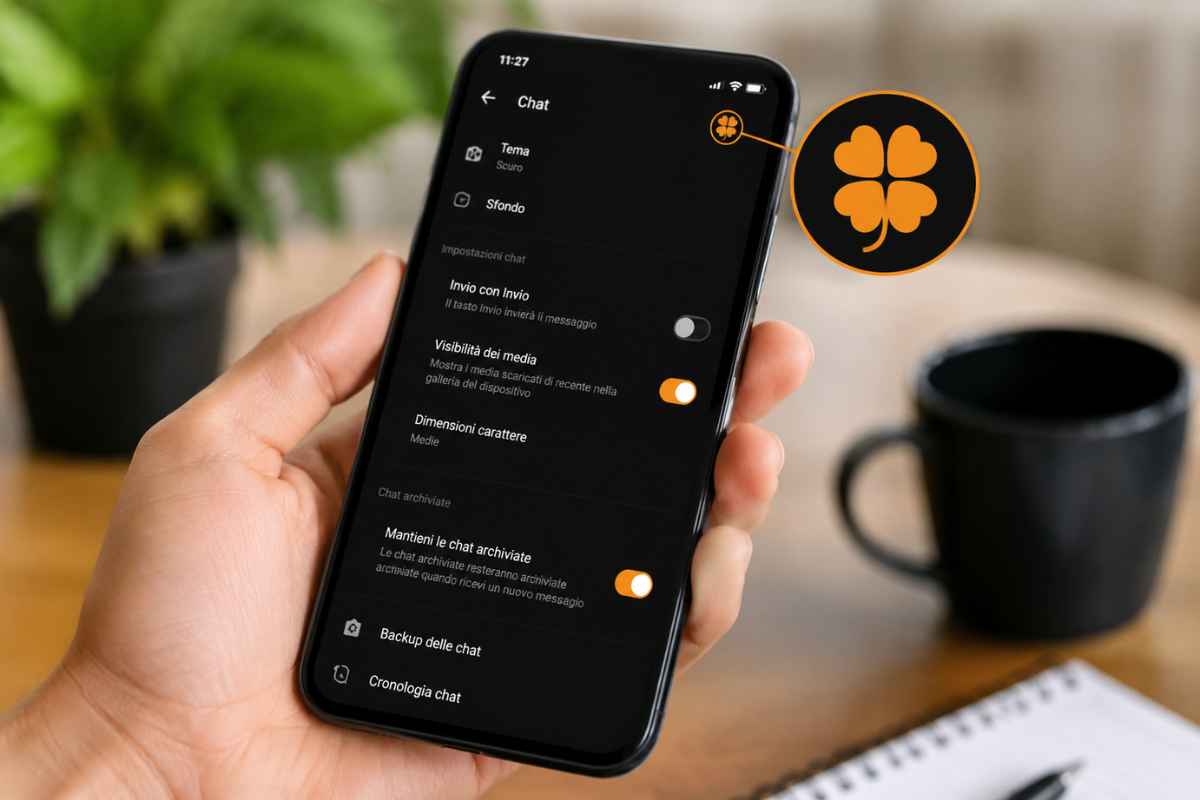 Come attivare la modalità 'trifoglio arancione' portafortuna su WhatsApp-webnews.it