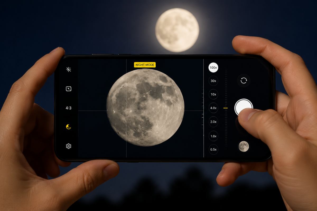 Foto della Luna su smartphone - Webnews.it